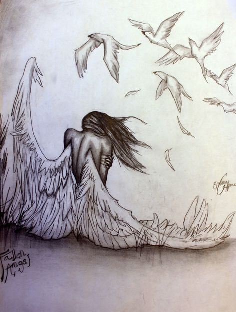 Demon Pencil Drawings, Pencil Drawings Of Angels, Angel Drawing Anime, Fantasy Pencil Drawings, Drawings Of Wings, Betrayal Drawing, Angel Art Drawing, Drawings Of Angels, Drawing Of Angel