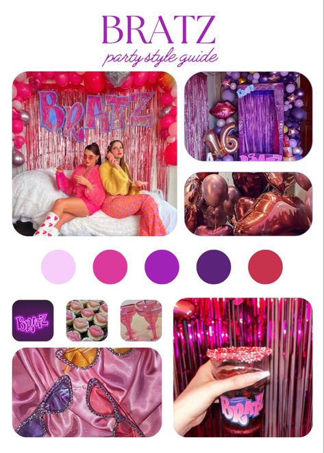 Bratz Aesthetic Decor, Bratz Adult Party, Bratz Birthday Party Ideas Decoration, Bratz Bachelorette Party, Theme Birthday Party For Adults, 29th Birthday Theme, Y2k Slumber Party, Bratz Party Theme, Best Y2k Outfits