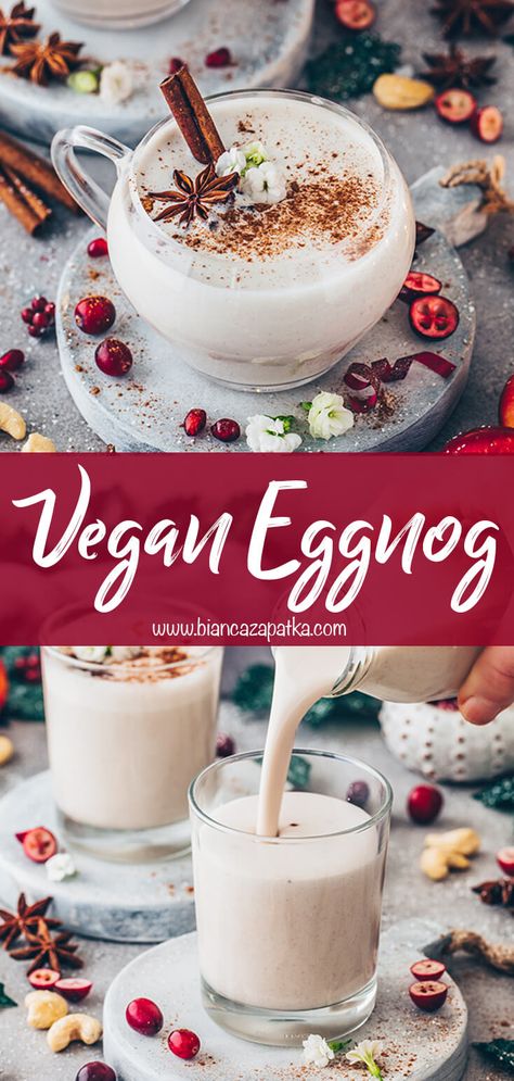 Plant Based Eggnog, Healthy Eggnog Recipe, Vegan Eggnog Recipe, Mm Recipes, Christmas Beverages, Vegan Beverages, Vegan Eggnog, Recipe Inspirations, New Year's Desserts