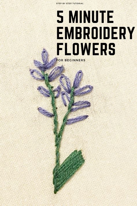 Embroidery Flowers Pattern Simple, Couture, Lavender Flower Embroidery Pattern, Easy Embroidery Lavender, How To Embroider Simple Flowers, Embroidery Ideas For Beginners Flowers, Simple Embroidery Designs Flowers, Simple Lavender Embroidery, How To Embroider Flowers Easy
