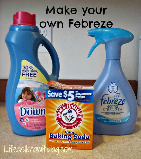 Cleaning Recipes, Febreze Spray, Diy Febreze, Homemade Febreze, Soda Brands, Fabric Softner, Diy Cleaning Products, Fabric Softener, Cleaning Solutions