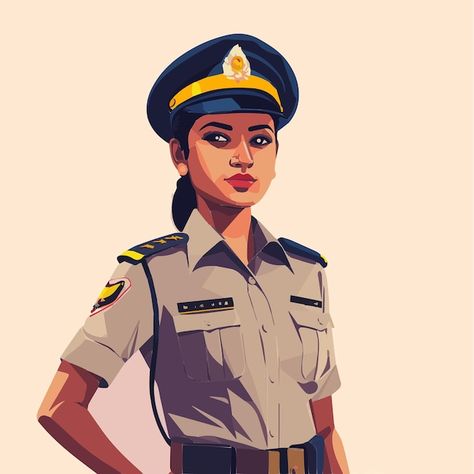 Indian women police officer illustration | Premium Vector #Freepik #vector #policeman #police-officer #cop #police Police Women Indian, Police Outfit Women Drawing, Ips Officers Lady Wallpaper, Ips Officer India Wallpaper, Police Woman Drawing, Women Police Officers Female Cop, Dsp Police, Police Officer Illustration, Police Officer Drawing