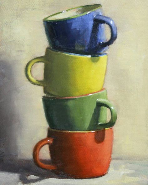 Kitchen Still Life Painting, Kitchen Paintings, Oil Pastel Paintings, Object Drawing, Still Life Oil Painting, Teapots And Cups, Still Life Art, Art Tutorials Drawing, Art Club