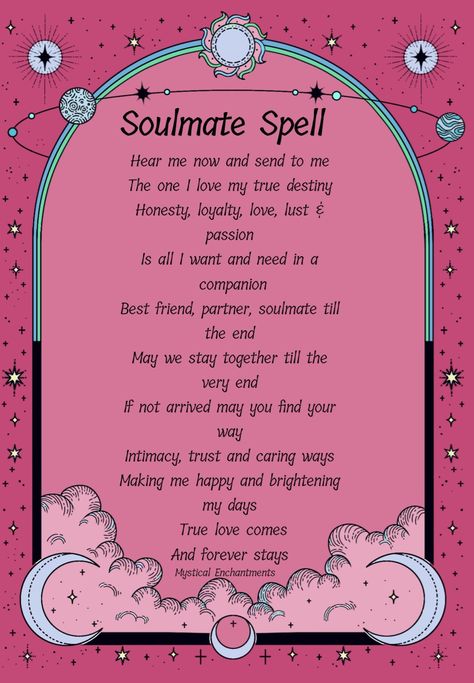 Soulmate spell Soulmate Spell, Wicca Love Spell, Love Chants, Conjure Magic, Spells For Love, Witchcraft Love Spells, Manifestation Spells, Money And Success, Witchcraft Spells For Beginners