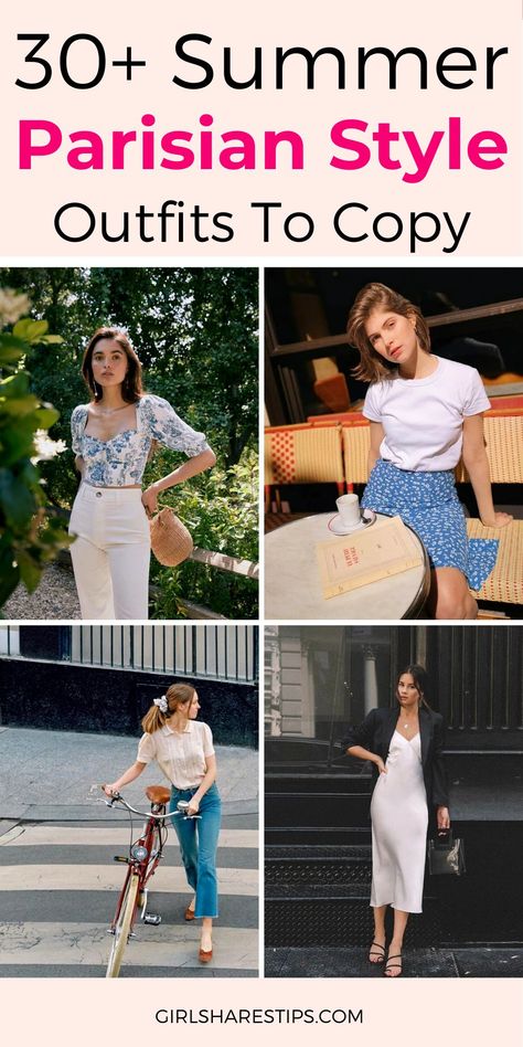 Parisian Chic Style Aesthetic, Paris Day Outfit Summer, Parisian Chic Style Summer Casual, French Street Fashion Summer, French Girl Casual Outfit, Casual Parisian Outfits Summer, Summer Outfits Paris Parisian Style, Paris Fashion Inspo Outfits, French Market Outfit