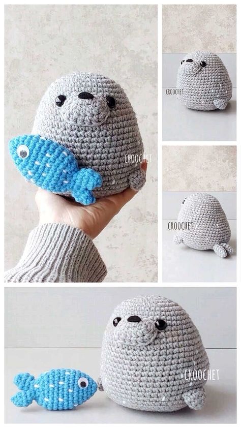 You can find interesting ideastutorials and crochet tutorials about amigurumi here. Crocheted Seal Pattern, Crochet Seal Amigurumi Free Pattern, Crochet Seal Free Pattern, Free Animal Amigurumi Patterns, Beginner Crochet Baby Projects, Baby Seal Crochet Pattern, Amigurumi Seal Free Pattern, Free Seal Crochet Pattern, Seal Amigurumi Free Pattern