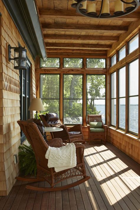 Balkon Decor, Enclosed Porch, Screened Porch Designs, Porch Designs, Building A Porch, Sunroom Designs, Haus Am See, Lakehouse Decor, Casa Country