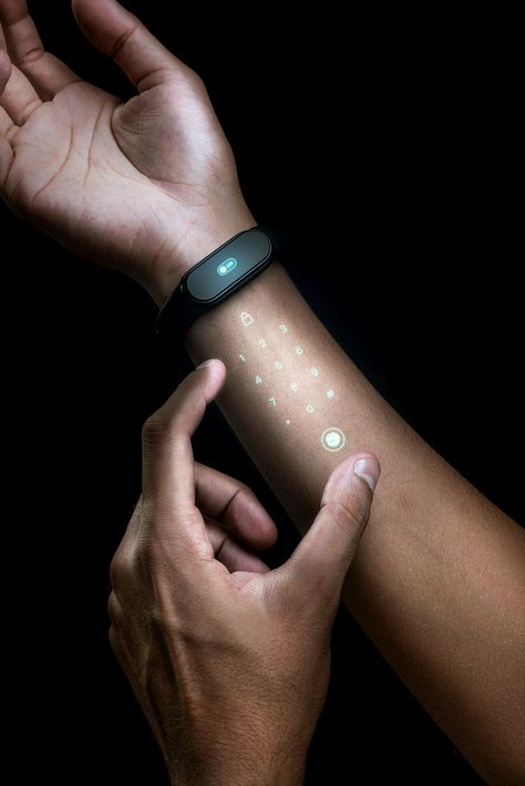 Smartwatch with hologram wearable technology | premium image by rawpixel.com / roungroat Hologram Watch, Smart Gloves, Wearable Computer, Tech Watches, Virtual Reality Technology, Tech Gloves, Wearables Design, Photos Of People, Hilarious Photos