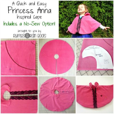 Anna Cape, Cape Bebe, Costume Chevalier, Cape For Kids, Diy Cape, Projek Menjahit, Costume Disney, Capes For Kids, Frozen Costume