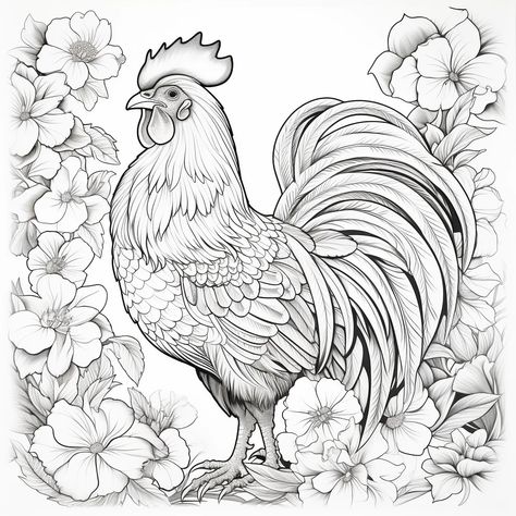 Free Coloring Page of Funky Chickens Roosters for Adults and Kids – Bujo Art Shop Christmas Traceables, Chicken Coloring Pages Free Printable, Free Coloring Pages Printables For Adults, Rooster Coloring Pages, Funky Chickens, Free Animal Coloring Pages, Coloring Pages Animals, Chicken Coloring Pages, Rooster Images