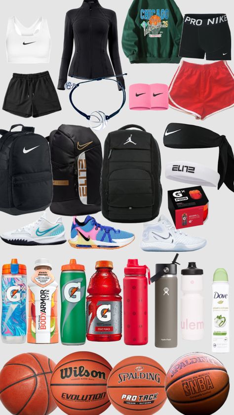 Things to buy for basketball! #basketball #basketballgirl #preppy #preppyaesthetic #vibes #preppybrand #basketballshoes #basketballaesthetic #basketballfitinspo Nike Elite Bag, Basketball Game Outfit Women, Basketball Shoes Kyrie, Basketball Workouts Training, Basketball Game Outfit, Preppy Brands, Basketball Bag, Sports Attire, Kobe Bryant Pictures