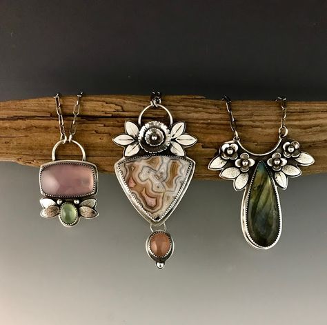 Metal Jewellery, Silversmithing Jewelry, Metalsmithing Jewelry, Metal Clay Jewelry, Silver Jewelry Handmade, Semi Precious Stones, Silver Pendants, Artistic Jewelry, Clay Jewelry