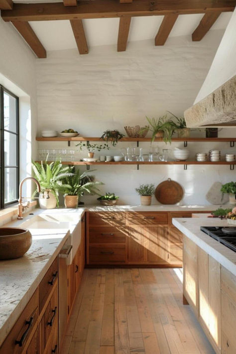 40 Cozy Kitchen Counter Decor Designs to Feel Right at Home Boho Kitchen White Counter, Rustic Counter Tops Kitchen Wood, Kitchen Ideas Cozy Rustic, Artisan Home Design, Lived In Kitchen Aesthetic, Cozy Apartment Kitchen Aesthetic, Bright Cozy Kitchen, Earthy Cozy Home, Cozy Neutral Kitchen