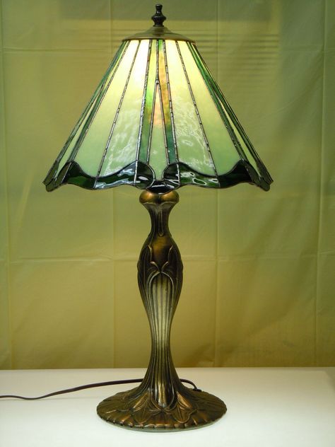 Colored Glass Lamp, Green Lamp Aesthetic, Whimsigoth Lamp, Stainglass Lamps, Stain Glass Lamp, Fun Lamps, Funky Table Lamp, Interesting Lamps, Attic Decor