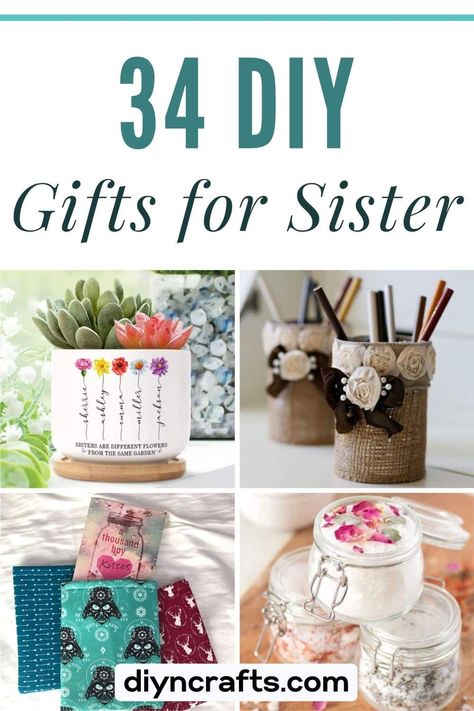 Personalized Sister Gifts, Diy Crafts For Sisters, Gifting Ideas For Sister, Diy Gifts For Sister In Law Homemade, Handmade Gift For Sister Wedding, Homemade Christmas Gifts For Sisters, Homemade Sister Gifts, Diy Gifts For Sister In Law, Diy Birthday Gifts For Sister Creative