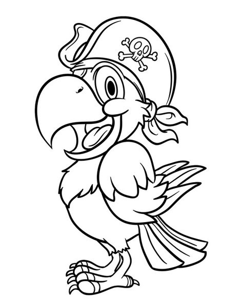 Pirate Crafts Preschool, Pirate Drawing, Pirate Coloring Pages, Pirate Parrot, Pirate Activities, Pirate Crafts, Pirate Theme Party, Preschool Coloring Pages, Pirate Day