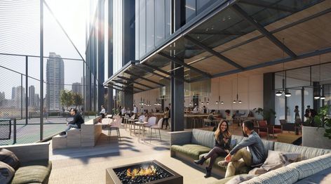 SOM unveils office tower with luxury amenities for Chicago Diy Deck, Tower In Paris, Commercial And Office Architecture, Rooftop Terrace Design, Office Tower, Green Street, Luxury Amenities, Deck Plans, Terrace Design