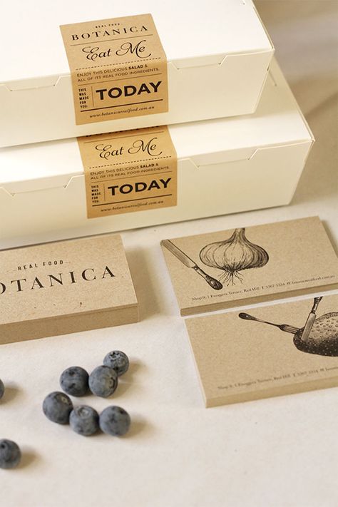 Oh Babushka was proud to be commissioned to develop the branding for Botanica – a whole foods approach to take away Papan Menu, Fruit Store, Desain Merek, Rustic Logo, Sport Food, Etiquette Vintage, Bakery Packaging, Cake Packaging, Food Branding