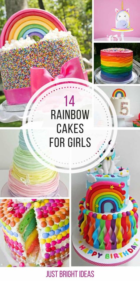 Rainbow Fairy Cake, Rainbow Birthday Cake Ideas, Rainbow Birthday Cakes, Girls Birthday Cakes, Unicorn Rainbow Cake, Cheetah Cakes, Birthday Cakes For Girls, Rainbow Cake Recipe, Cakes For Girls