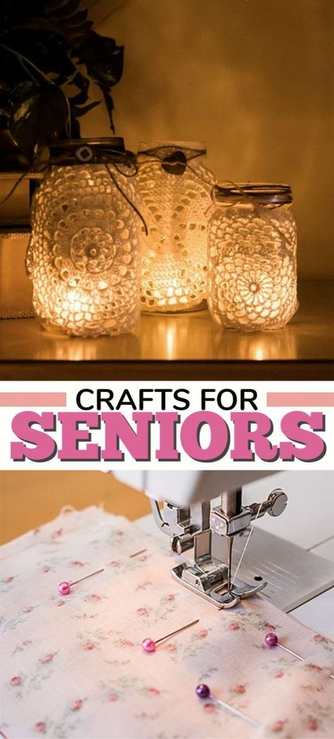 Upcycling, Crafts For Seniors Easy, Crafts For Senior Citizens, Seniors Crafts, Elderly Crafts, Mason Jar Lights, Craft Projects For Adults, Arts And Crafts For Adults, Group Crafts