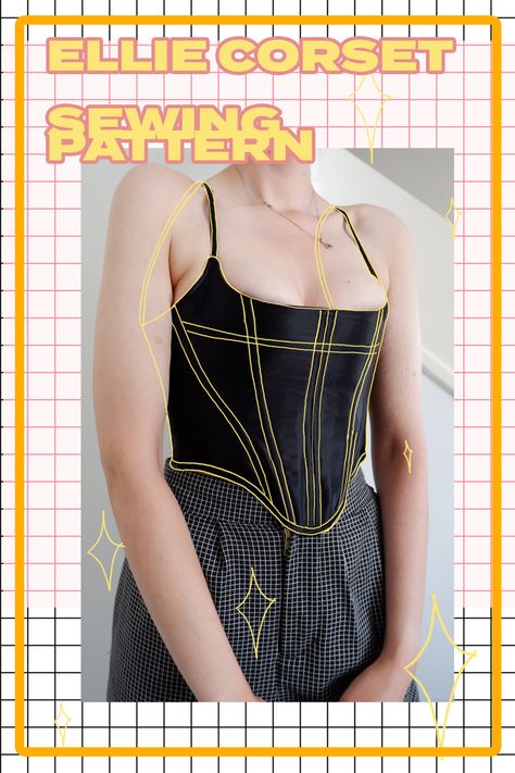 black corset sewing pattern Plus Size In Corset, Tudor Corset Pattern, Corset Stays Pattern, Corset Dress Sewing Patterns, Plus Size Corset Pattern Free, Corset Outfit Festival, Corset Template Pattern, Adding A Corset Back To A Dress, Denim Corset Sewing Pattern