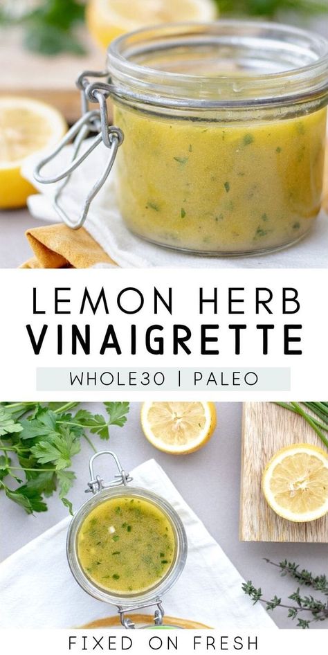 Paleo Salad Dressing Recipes, Whole30 Salad, Paleo Salad Dressing, Paleo Salad, Herb Vinaigrette, Salad Dressing Recipes Healthy, Pork Marinade, Easy Salad Dressing, Salad Dressing Recipe