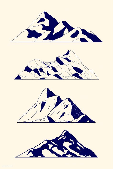 Mountain shapes for logo vector | premium image by rawpixel.com / Te Logo Montagne, Image Rock, Snow Illustration, Geometric Mountain, Mountain Drawing, Mountain Illustration, Mountain Logos, Mountain Designs, Color Codes