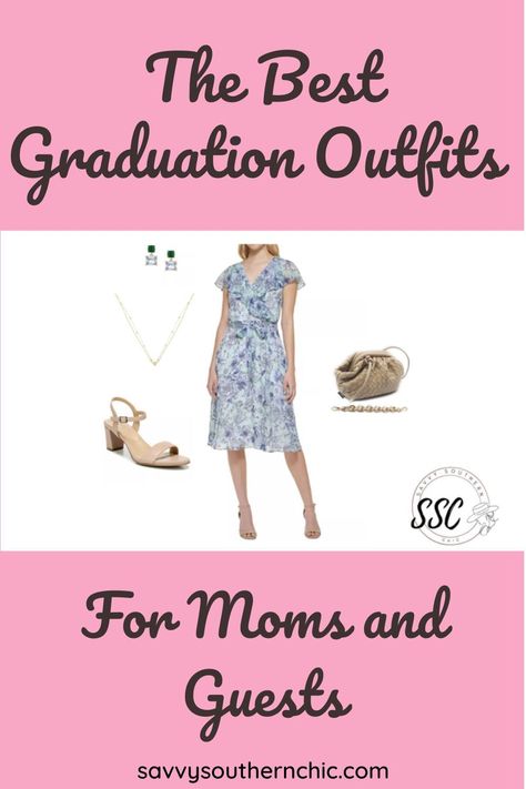Stressing over what to wear to graduation shouldn’t cloud the occasion, so read on for the best graduation outfits for mom. Learn how to dress for the milestone event and the best outfits to wear as a graduation guest. Ideas for what to wear to graduation include classy and stylish outfits. Graduation Outfits For Guests, What To Wear To Someone's Graduation, Graduation Party Outfit Guest Summer, Graduation Outfit For Guests, Sister Graduation Outfit, Graduation Dress For Mom Classy, Dress To Wear For Graduation, Graduation Party Outfits For Women, What Do You Wear To A Graduation