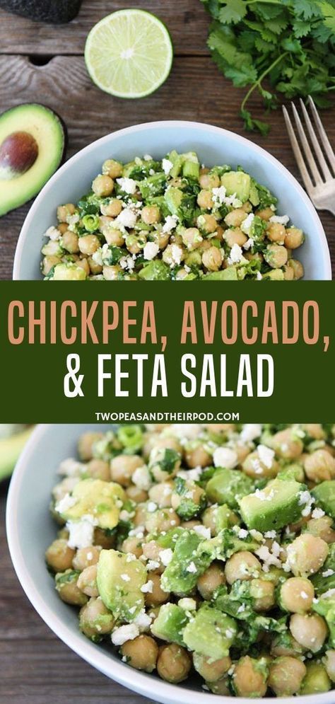 Avocado Feta Salad, Chickpea Feta Salad, Chickpea Feta, Avocado And Feta, Salad Macaroni, Chickpea Avocado, Feta Salad Recipe, Vegetarian Salad, Feta Salat