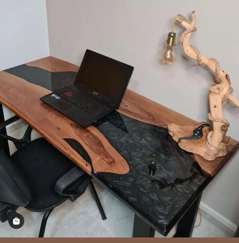 Epoxy Console Table, Epoxy Table Top, Resin River Table, Diy Wooden Table Decors | eBay Epixy Desk, Epoxy Office Desk, Epoxy Resin Coffee Table, Epoxy Desk Top, Epoxy Resin Table Ideas, Epoxy Resin Desk, Meja Resin, Epoxy Desk, Black Epoxy Table