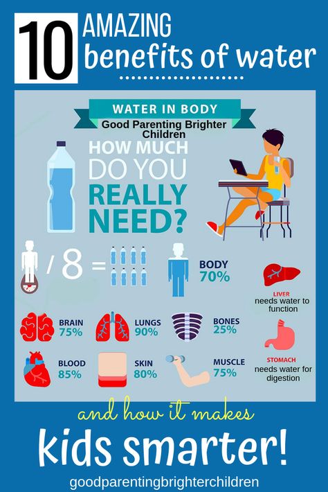 10 Amazing Benefits of Drinking Water and How it Makes Kids Smarter. Benefits of drinking water for kids is huge! It helps kids think, concentrate, focus and more. Kids who are tired, lack energy, have fuzzy thinking or allergies—need water. #benefitsofwater #benefitsofdrinkingwaterforkids #waterforkidslearning #waterforkidsdrinking #benefitsofwaterforkids Water Facts, Benefits Of Drinking Water, Water Health, Fruit Health Benefits, Tomato Nutrition, Calendula Benefits, Stomach Muscles, Water In The Morning, Water Benefits