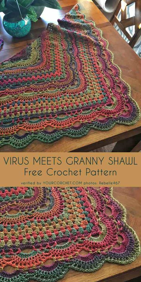 Granny Shawl, Shawl Free Crochet Pattern, Poncho Au Crochet, Crochet Shawl Free, Confection Au Crochet, شال كروشيه, Crochet Shawl Pattern Free, Crochet Shawls And Wraps, Trendy Crochet