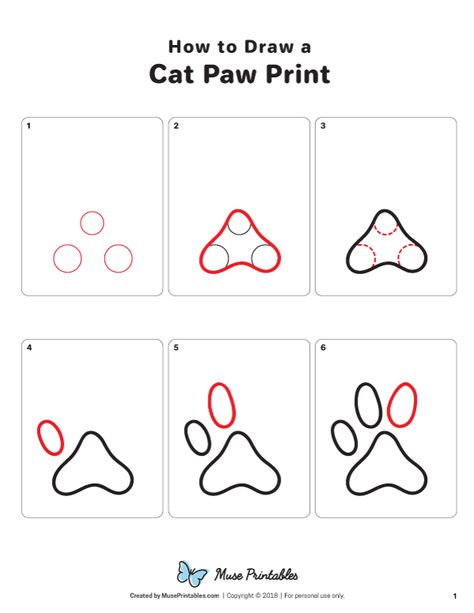 Learn how to draw a cat paw print step by step. Free printable download of this tutorial available at https://museprintables.com/download/how-to-draw/how-to-draw-a-cat-paw-print/ How To Draw Paw Prints Dogs, How To Draw A Cat Paw, Paw Print Drawing Simple, How To Draw Paw Prints, Cat Paw Print Drawing, How To Draw A Paw Print, Cat Paw Painting, Paw Print Doodle, How To Draw A Dog