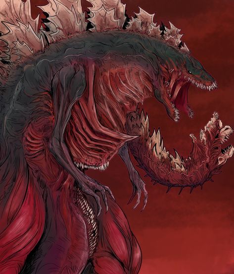 Godzilla Concept Art Design, Godzilla Horror, Godzilla Redesign, Shin Godzilla Wallpaper, Horror Godzilla, Gojira Art, Godzilla Fanart, Pacific Rim Kaiju, Shin Godzilla