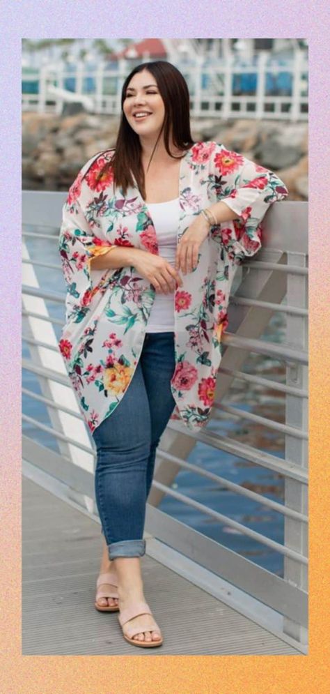 Look Kimono, Plus Size Tips, Trendy Swimwear, Summer Fashion Trends, Plus Size Fashion For Women, Plus Size Summer, Curvy Outfits, Spring Casual, Elegant Outfit