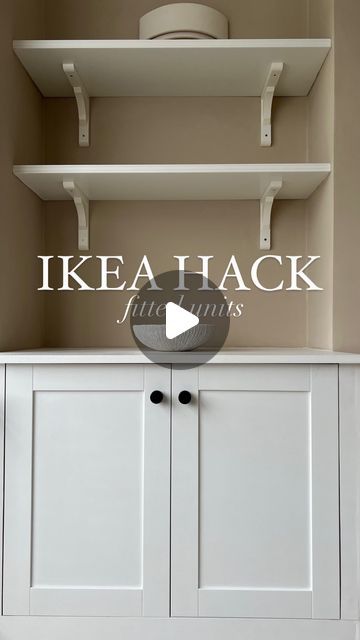 Beth Wilson on Instagram: "FITTED UNIT IKEA HACK 🚪  our fitted unit hack is finally finished! we wanted built in units in our lounge but didn’t fancy paying the expensive price tag that is associated with it, so decided to give it a go ourselves using @ikeauk units and doors, some wood and MDF.  we used the PLATSA units and got some extendable legs from @bandq_uk to raise the unit high enough off the ground. we also cut some of the unit out to make sure we can still reach the plugs at the back of the wall.   once it was in place, we cut wood and mdf to size to box the units in and give it the ‘fitted’ look. we used mdf sheet for the top of the unit, and then painted and primed it all to finish it in white ✨  we were kindly gifted the beautiful Piccadilly Knurled Cupboard Knobs from @frela Ikea Built In Cupboards, Ikea Alcove Cabinet Hack, Ikea Hacks Wall Unit, Ikea Kitchen Sideboard, Rental Friendly Built In, Ikea Built In Cupboard Hack, Ikea Tall Cabinet Hack, Pantry Shelving Ideas Ikea, Ikea Wall Units Living Room