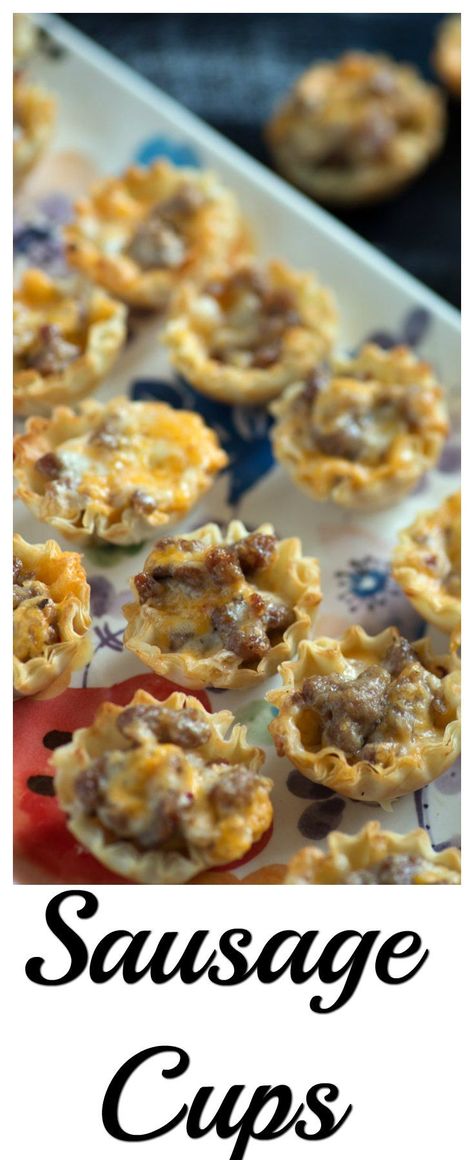 Sausage cups are a simple 4 ingredient appetizer that you can prepare in 10 minutes.  Simple doesn’t mean they’re not amazing.  Great for game days or any occasion. Brunch Dishes For A Party, Brunch Fingerfood Ideas, Sausage Phyllo Cups, Sausage Phyllo, Appetizer Tarts, Savory Appetizers Easy, Wedding Horderves, Sausage Cups, Brunch Finger Foods