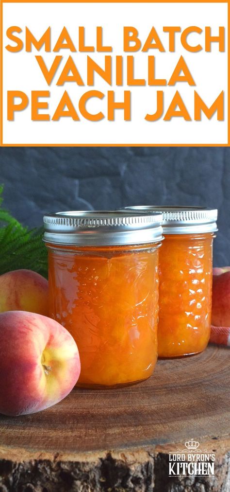 Easy to prepare Small Batch Vanilla Peach Jam is one of my favourite summertime preserves. Prepare this jam when peaches are in season for the best results. All you need are peaches, sugar, and a drop of good vanilla extract. #peach #jam #peaches #smallbatch Vanilla Bean Peach Jam, Vanilla Peach Jam Recipe Canning, Peach Pie Filling For Canning Without Clear Gel, Peach Jam Canning, Vanilla Peach Jam, Peach Vanilla Jam, Peach Preserves Recipe, Preserves Recipes, Easy Peach Recipes