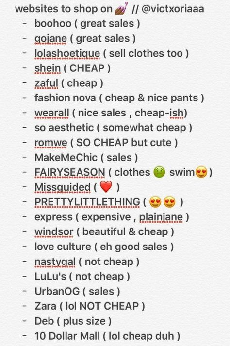 don’t recommend shein, zaful or romwe since they use child labor 🌙 follow me on instagram: @rllyfuckingrad Best Online Clothing Stores, Cute Clothing Stores, Baddie Tips, Glo Up, Neue Outfits, Girl Tips, Clothing Websites, Girl Life Hacks, Girls Life