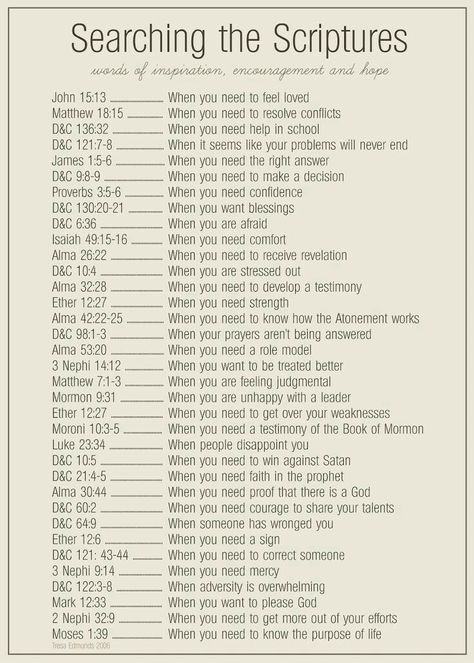 This is great! Bible verses for different times in your life, such as when you need to feel loved, resolve a conflict, etc. I don't know who to give credit to though! Bible Scriptures, Now Quotes, Ayat Alkitab, Life Quotes Love, Book Of Mormon, Scripture Study, Read Bible, Bible Journaling, Word Of God