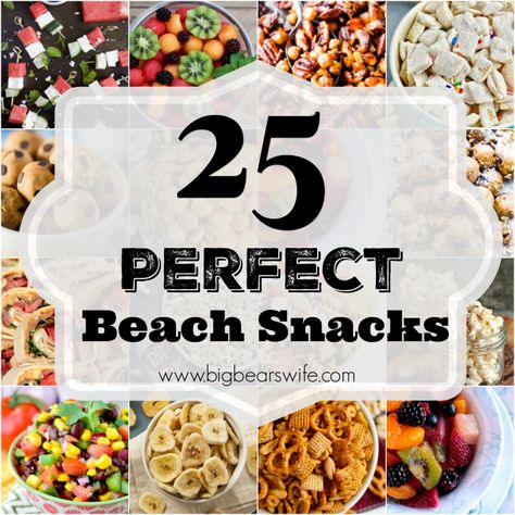 When you're ready to pack and head to the shore, make sure to pack a few of these beach snacks to keep the family happy while they're playing in the sand! Lake Snacks, Beach Day Food, Beach Vacation Meals, Beach Picnic Foods, Vacation Snacks, Beach Snack, Boat Snacks, Beach Snacks, Beach Dinner