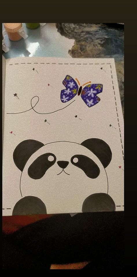 Cute panda looking at a butterfly Pandas, Art, Butterflies, Home Décor, Cute Panda, A Butterfly, Kids Rugs, Home Decor