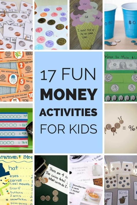 17 Fun Money Activities for Kids: Try these 17 money activities for kids to teach them the value of coins and dollars. Money Activities For Kids, Value Of Coins, Money Games For Kids, Teaching Kids Money, Kids Money Management, Money Management Activities, Learning Money, Teaching Money, Money Activities