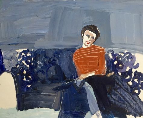 Clara Adolphs, Blue Lounge 52 x 64 cm, oil on linen Mad Men, Blue Lounge, Miss Moss, Art Archive, Contemporary Art Gallery, Australian Artists, Painting Illustration, Figure Painting, Figurative Art