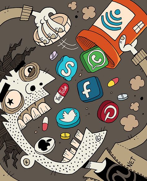 Internet Art, Social Media Poster Drawing, Social Media Negative, رسم كاريكاتير, Quitting Social Media, Social Media Art, Social Media Drawings, Social Art, Social Media Poster