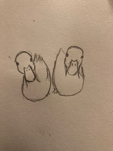 Drawing Inspo Tattoo, 2 Ducks Drawing, Drawing Ideas Two People, Duck With Bread Drawing, 3 Animals Combined Drawing, Duck Drawings Sketches, Easy Cute Bird Drawing, Duck Couple Drawing, Sketchbook Doodles Ideas