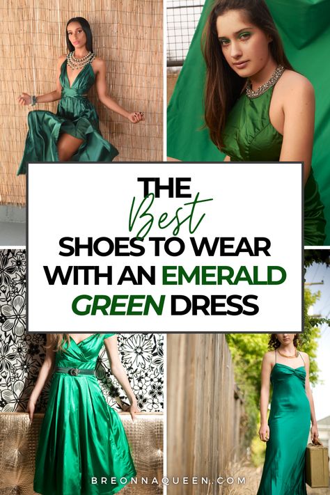 what shoes to wear with an emerald green dress, emerald green dress what shoes, shoes for an emerald dress, emerald green dress outfit ideas Emerald Green Dress With Nude Heels, Emerald Casual Dress, Emerald Green Dress Nude Heels, Emerald Green Asymmetrical Dress, Enerald Green Dress, Jewelry For Emerald Dress, Shoes For Emerald Green Gown, Best Shoes For Green Dress, Heels For A Green Dress