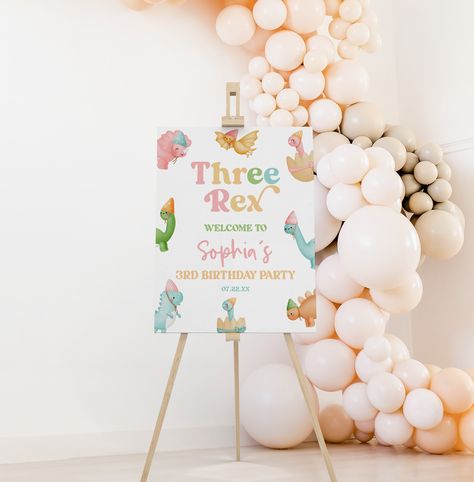 Birthday Party Welcome Sign, Dinosaur Themed Birthday Party, Party Welcome Sign, 3rd Birthday Party, 2nd Birthday Party, B Day, 3rd Birthday Parties, Matching Games, 2nd Birthday Parties