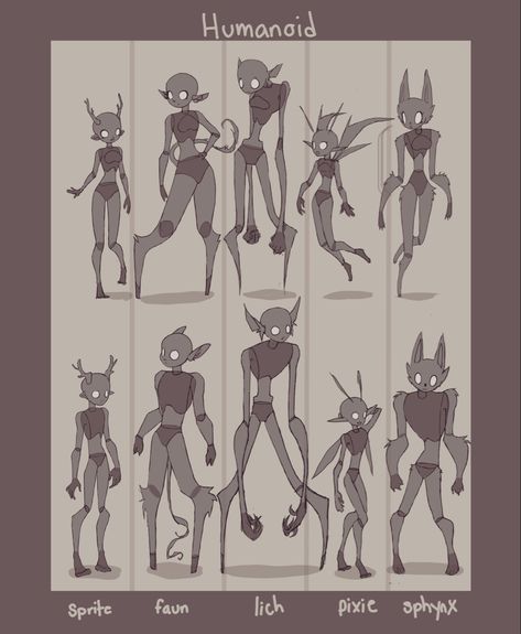 Creature Body Reference, Dnd Character Species, Things To Add To Character Design, Tackle Reference Pose, Species Design Humanoid, Species Ideas Humanoid, Monster Body Types, Creature Design Tips, Serpent Character Design