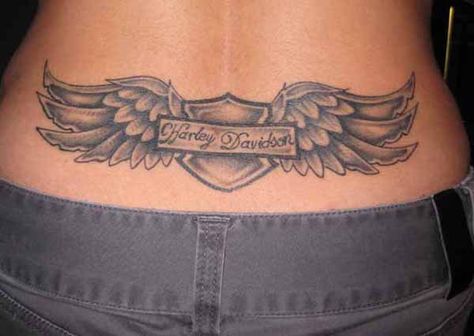 Wings Low Back Tattoo - 60  Low Back Tattoos for women  <3 Female Tattoos, Harley Tattoos, Lower Back Tattoo Designs, Tramp Stamp Tattoos, Harley Davidson Tattoos, Biker Tattoos, Girl Back Tattoos, Angel Wings Tattoo, Wing Tattoo